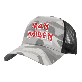 Iron maiden, Καπέλο Ενηλίκων Structured Trucker, με Δίχτυ, (παραλλαγή) Army Camo (100% ΒΑΜΒΑΚΕΡΟ, ΕΝΗΛΙΚΩΝ, UNISEX, ONE SIZE)
