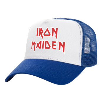 Iron maiden, Καπέλο Ενηλίκων Structured Trucker, με Δίχτυ, ΛΕΥΚΟ/ΜΠΛΕ (100% ΒΑΜΒΑΚΕΡΟ, ΕΝΗΛΙΚΩΝ, UNISEX, ONE SIZE)