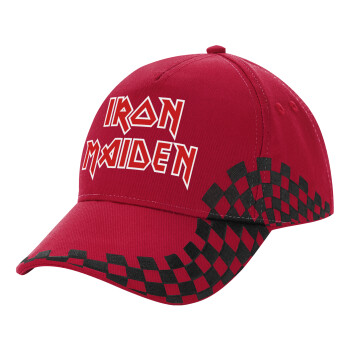 Iron maiden, Καπέλο Ενηλίκων Ultimate ΚΟΚΚΙΝΟ/ΜΑΥΡΟ RACING με Σκρατς, (100% ΒΑΜΒΑΚΕΡΟ DRILL, ΕΝΗΛΙΚΩΝ, UNISEX, ONE SIZE)