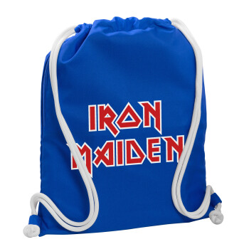 Iron maiden, Τσάντα πλάτης πουγκί GYMBAG Μπλε, με τσέπη (40x48cm) & χονδρά κορδόνια