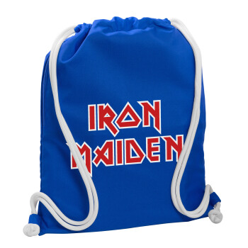 Iron maiden, Backpack pouch GYMBAG Blue, with pocket (40x48cm) & thick cords