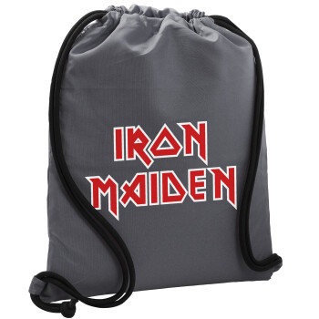 Iron maiden, Backpack pouch GYMBAG GREY, with pocket (40x48cm) & thick cords