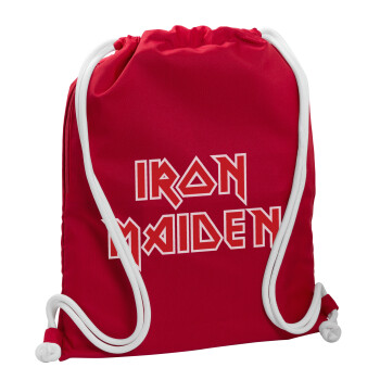 Iron maiden, Backpack pouch GYMBAG Red, with pocket (40x48cm) & thick cords