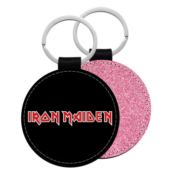 Iron maiden, Μπρελόκ Δερματίνη, στρογγυλό ΡΟΖ (5cm)