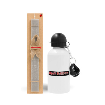 Iron maiden, Easter Set, metallic aluminum water bottle (500ml) & aromatic flat Easter candle (30cm) (GRAY)