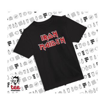 Iron maiden, Άνετο παιδικό T-Shirt ΜΑΥΡΟ από 100% βαμβάκι, για κάθε μέρα. Vegan & OEKO-TEX πιστοποιημένο.