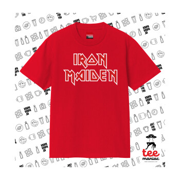 Iron maiden, Κλασικό T-Shirt, διπλής ραφής, χωρίς πλευρικές ραφές ΚΟΚΚΙΝΟ από 100% βαμβάκι. Vegan & OEKO-TEX πιστοποιημένο.