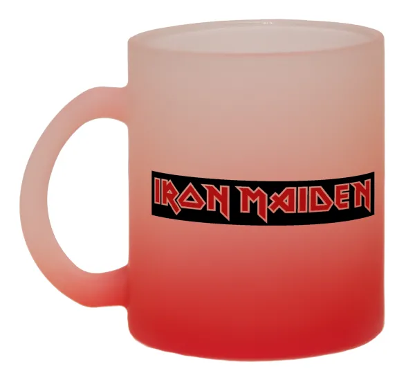 Iron maiden — Κούπα γυάλινη δίχρωμη με βάση το κόκκινο ματ, 330ml