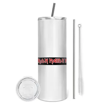 Iron maiden, Tumbler ποτήρι θερμό από ανοξείδωτο ατσάλι 600ml, με μεταλλικό καλαμάκι & βούρτσα καθαρισμού