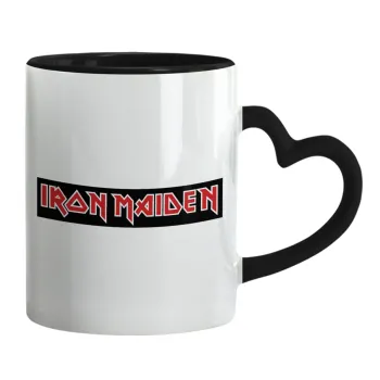 Iron maiden, Mug heart black handle, ceramic, 330ml