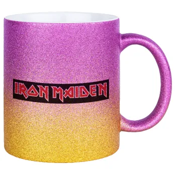 Iron maiden, Κούπα Χρυσή/Ροζ Glitter, κεραμική, 330ml
