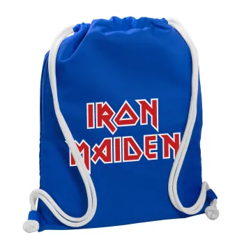 Iron maiden, Τσάντα πλάτης πουγκί GYMBAG Μπλε, με τσέπη (40x48cm) & χονδρά κορδόνια