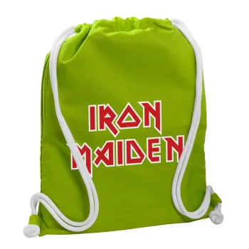 Iron maiden, Τσάντα πλάτης πουγκί GYMBAG LIME GREEN, με τσέπη (40x48cm) & χονδρά κορδόνια