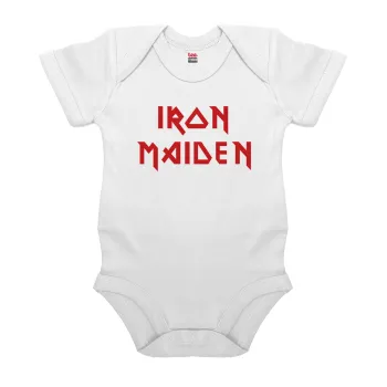 Iron maiden, Βρεφικό φορμάκι μωρού, 0-24 μηνών, ΛΕΥΚΟ, 100% Organic Cotton, κοντομάνικο