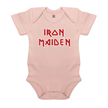 Iron maiden, Βρεφικό φορμάκι μωρού, 0-18 μηνών, ΡΟΖ POWDER, 100% Organic Cotton, κοντομάνικο