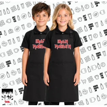 Iron maiden, Μαύρη ΠΑΙΔΙΚΗ Ποδιά μακριά Σεφ ολόσωμη με τσέπες