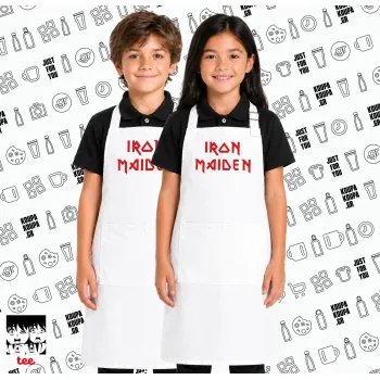 Iron maiden, Λευκή ΠΑΙΔΙΚΗ Ποδιά μακριά Σεφ ολόσωμη με τσέπες