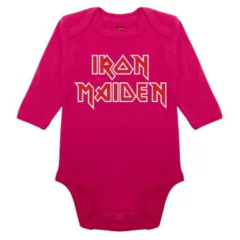 Iron maiden, Μακρυμάνικο βρεφικό φορμάκι, 0-18 μηνών, ΡΟΖ, 100% Organic Cotton