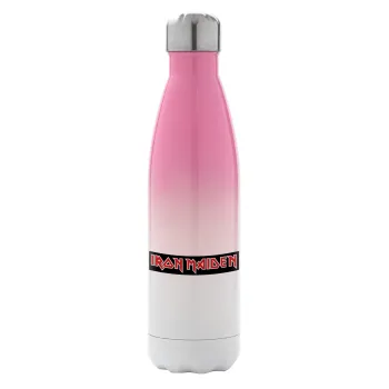 Iron maiden, Μεταλλικό παγούρι θερμός Ροζ/Λευκό (Stainless steel), διπλού τοιχώματος, 500ml