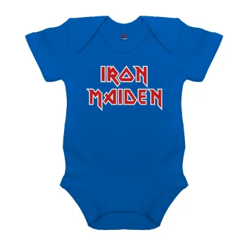Iron maiden, Βρεφικό φορμάκι μωρού, Μπλε Κοβαλτίου, 100% Organic Cotton, κοντομάνικο