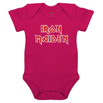 Iron maiden, Βρεφικό φορμάκι μωρού, 0-18 μηνών, ΡΟΖ, 100% Organic Cotton, κοντομάνικο