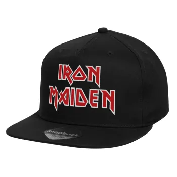 Iron maiden, Καπέλο παιδικό Flat Snapback, Μαύρο (100% ΒΑΜΒΑΚΕΡΟ, ΠΑΙΔΙΚΟ, UNISEX, ONE SIZE)