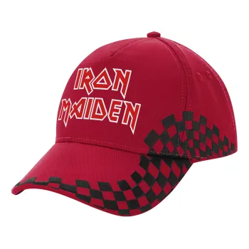 Iron maiden, Καπέλο Ενηλίκων Ultimate ΚΟΚΚΙΝΟ/ΜΑΥΡΟ RACING με Σκρατς, (100% ΒΑΜΒΑΚΕΡΟ DRILL, ΕΝΗΛΙΚΩΝ, UNISEX, ONE SIZE)