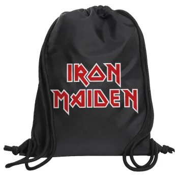 Iron maiden, Backpack pouch GYMBAG Black, with pocket (40x48cm) & thick cords
