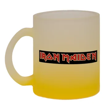 Iron maiden, Κούπα γυάλινη δίχρωμη με βάση το κίτρινο ματ, 330ml