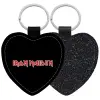 Μπρελόκ PU δερμάτινο glitter καρδιά ΜΑΥΡΟ