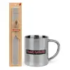 Easter Set, metallic thermal cup (300ml) & Easter aromatic flat candle (30cm) (GRAY)