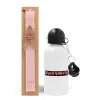 Easter Set, metallic aluminum bottle (500ml) & aromatic flat Easter candle (30cm) (PINK)