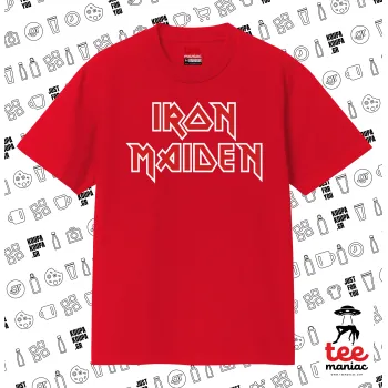 Iron maiden, Κλασικό T-Shirt, διπλής ραφής, χωρίς πλευρικές ραφές ΚΟΚΚΙΝΟ από 100% βαμβάκι. Vegan & OEKO-TEX πιστοποιημένο.