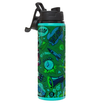 Pop art colorful seamless, Metallic water bottle with safety lid, 850ml aluminum