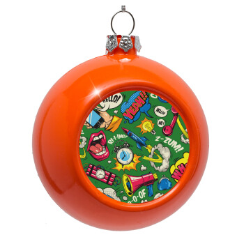 Pop art colorful seamless, Orange Christmas tree ornament bauble 8cm