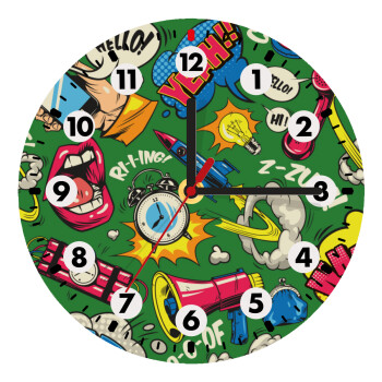 Pop art colorful seamless, Wooden wall clock (20cm)