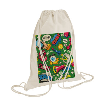 Pop art colorful seamless, Τσάντα πλάτης πουγκί GYMBAG natural (28x40cm)