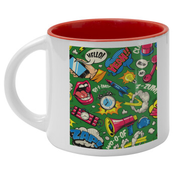 Pop art colorful seamless, Κούπα κεραμική 400ml Λευκή/Κόκκινη