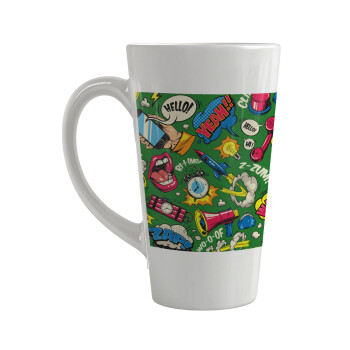 Pop art colorful seamless, Κούπα κωνική Latte Μεγάλη, κεραμική, 450ml