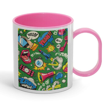 Pop art colorful seamless, Κούπα (πλαστική) (BPA-FREE) Polymer Ροζ για παιδιά, 330ml