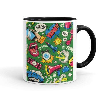 Pop art colorful seamless, Mug colored black, ceramic, 330ml