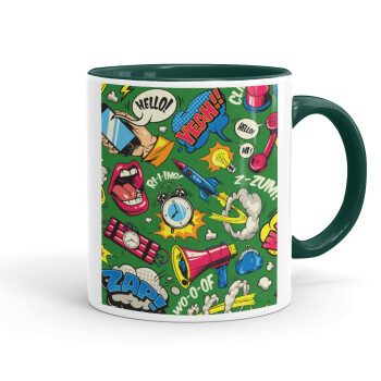 Pop art colorful seamless, Mug colored green, ceramic, 330ml