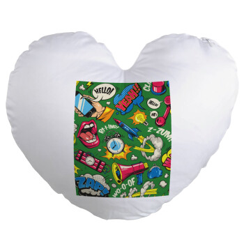 Pop art colorful seamless, Μαξιλάρι καναπέ καρδιά 40x40cm περιέχεται το  γέμισμα