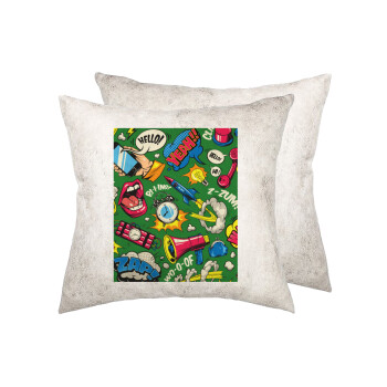 Pop art colorful seamless, Μαξιλάρι καναπέ Δερματίνη Γκρι 40x40cm με γέμισμα