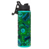 Metallic water bottle with safety lid, 850ml aluminum