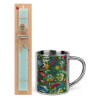 Easter Set, metallic thermal cup (300ml) & aromatic flat Easter candle (30cm) (TURQUOISE)