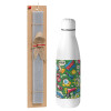 Easter Set, metallic stainless thermos bottle (500ml) & scented flat Easter candle (30cm) (GRAY)