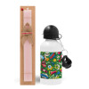 Easter Set, metallic aluminum bottle (500ml) & aromatic flat Easter candle (30cm) (PINK)