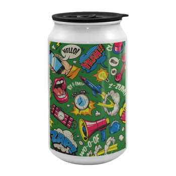 Pop art colorful seamless, Κούπα ταξιδιού μεταλλική με καπάκι (tin-can) 500ml