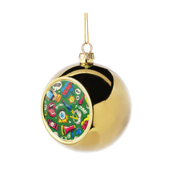 Pop art colorful seamless, Χριστουγεννιάτικη μπάλα δένδρου Χρυσή 8cm